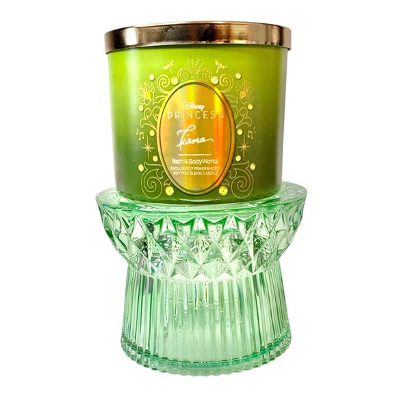 WHITE BARN Faceted Green Glass 3 Wick Candle Holder - Picture 1 of 8